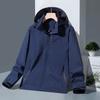 Jacket Men's Spring and Autumn Men's Autumn and Winter Solid Color Jacket Outdoor Long-sleeved Hooded Casual Sports