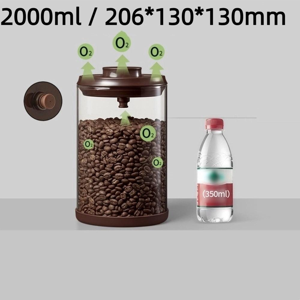 

Sealed Coffee Vacuum Canister Clear Storage Container Coffee Beans Glass Jar Household 2000ml Anti Oxidant