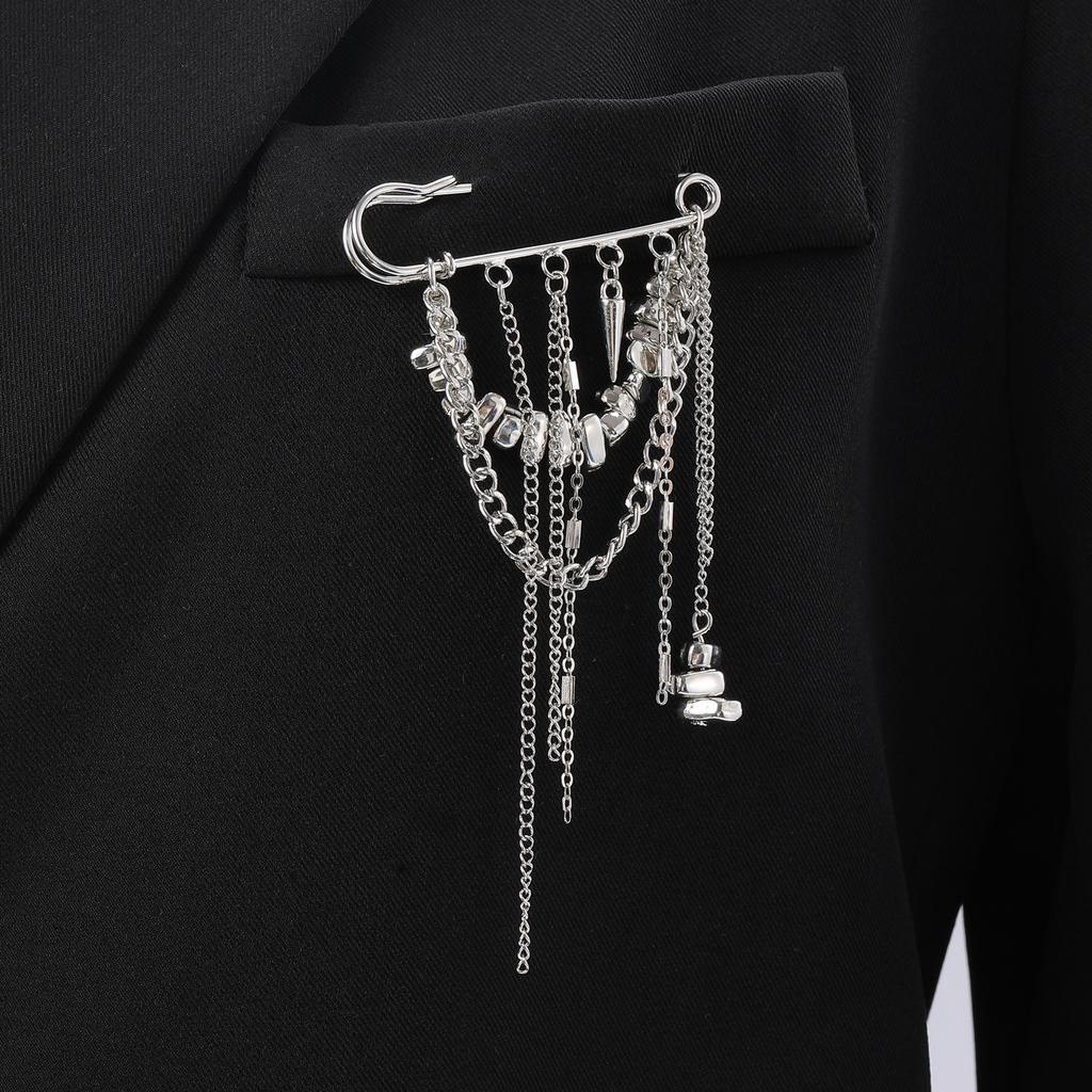 Vintage Irregular CCB Tassel Chain Brooch Niche Design Multi-Functional Pants Chain Charm Versatile Jewelry Accessory for Women