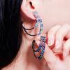 WWJ New Fashion Design Black Golden Color Bohemian Multicolor Zircon Double Hoop øredobber