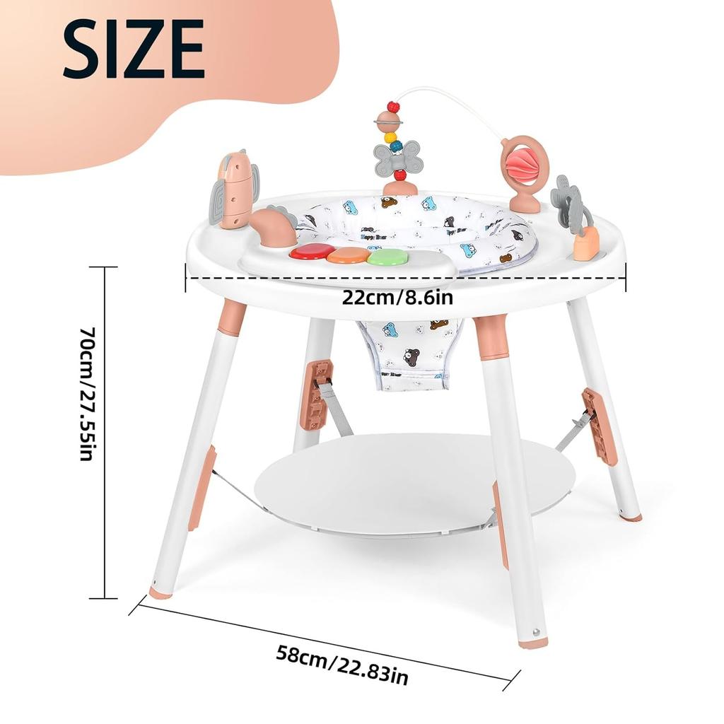 Centre D'Activités Bébé 3-en-1 UBRAVOO - Jouets Amovibles, Siège Rotatif 360°, Hauteur Réglable