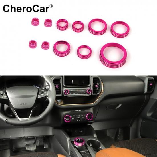 11X Headlight & Gear Shift Switch Knob Cover Trim Ring for Ford Bronco Sport 21+