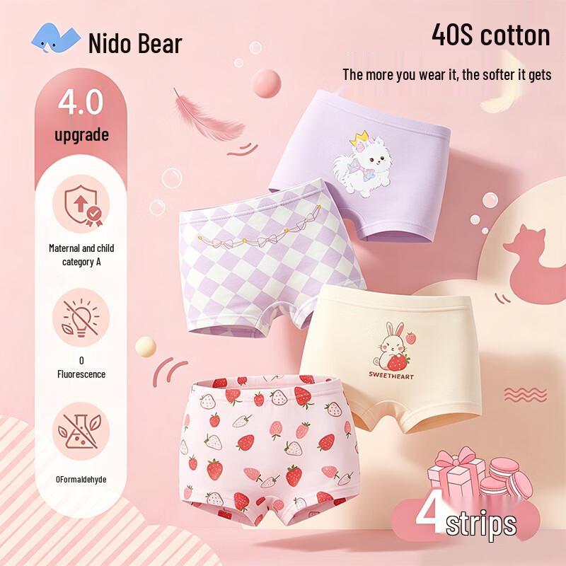 Мягкие хлопковые боксеры для девочек Niduoxiong S