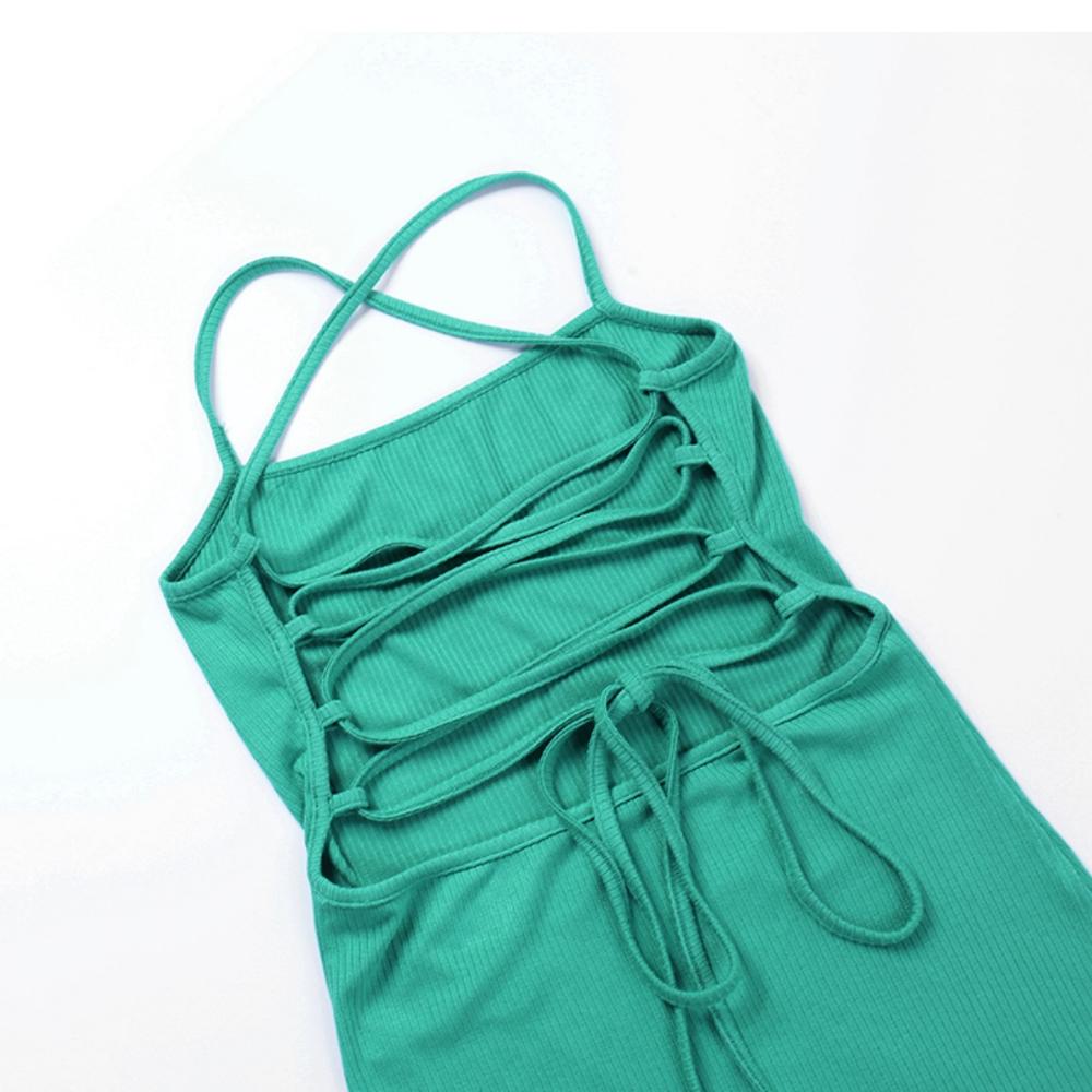 Summer Sexy High Split Halter Dress Slim Fit Sleeveless Dress Fashionable Women's Comfortable Solid Color Dress