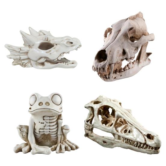 Frog Skeleton Ornament, Outdoor Patio Desktop Decor, Resin Carved Realistic Bone Texture Halloween Figure