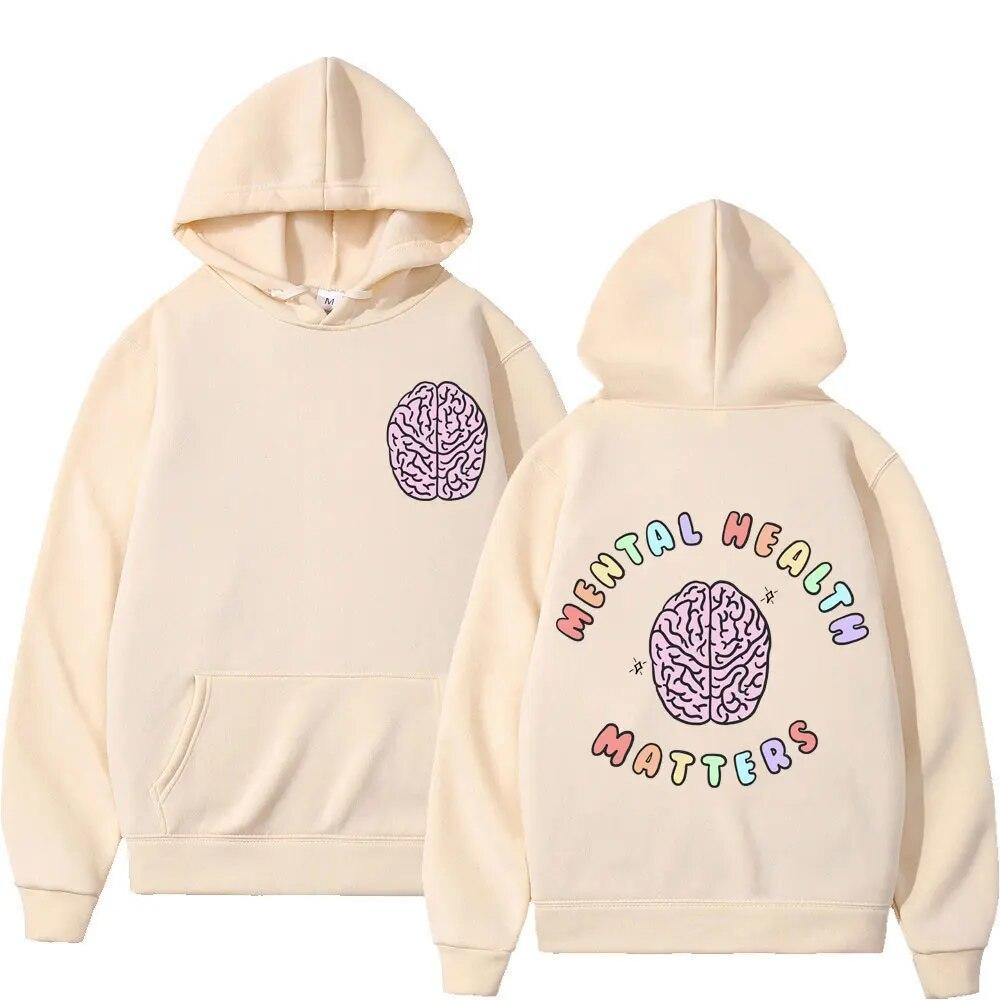 Mental Health Matters Print Hoodies Herbst High Street Fashion Langarm Hoodie Unisex Frauen Harajuku Y2k Ästhetik Sweatshirts