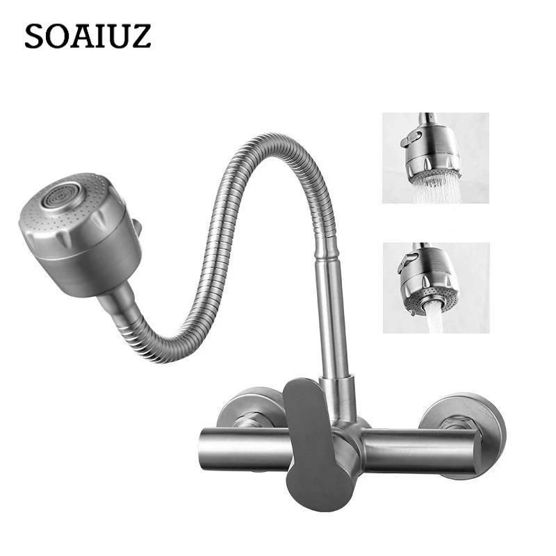 Küchenarmatur aus Edelstahl, ausziehbar, für die Wandmontage, Wasserhahn, wassersparend, für Waschbecken, Kräne, Gourmet-Waschbeckenutensilien, freies Schiff