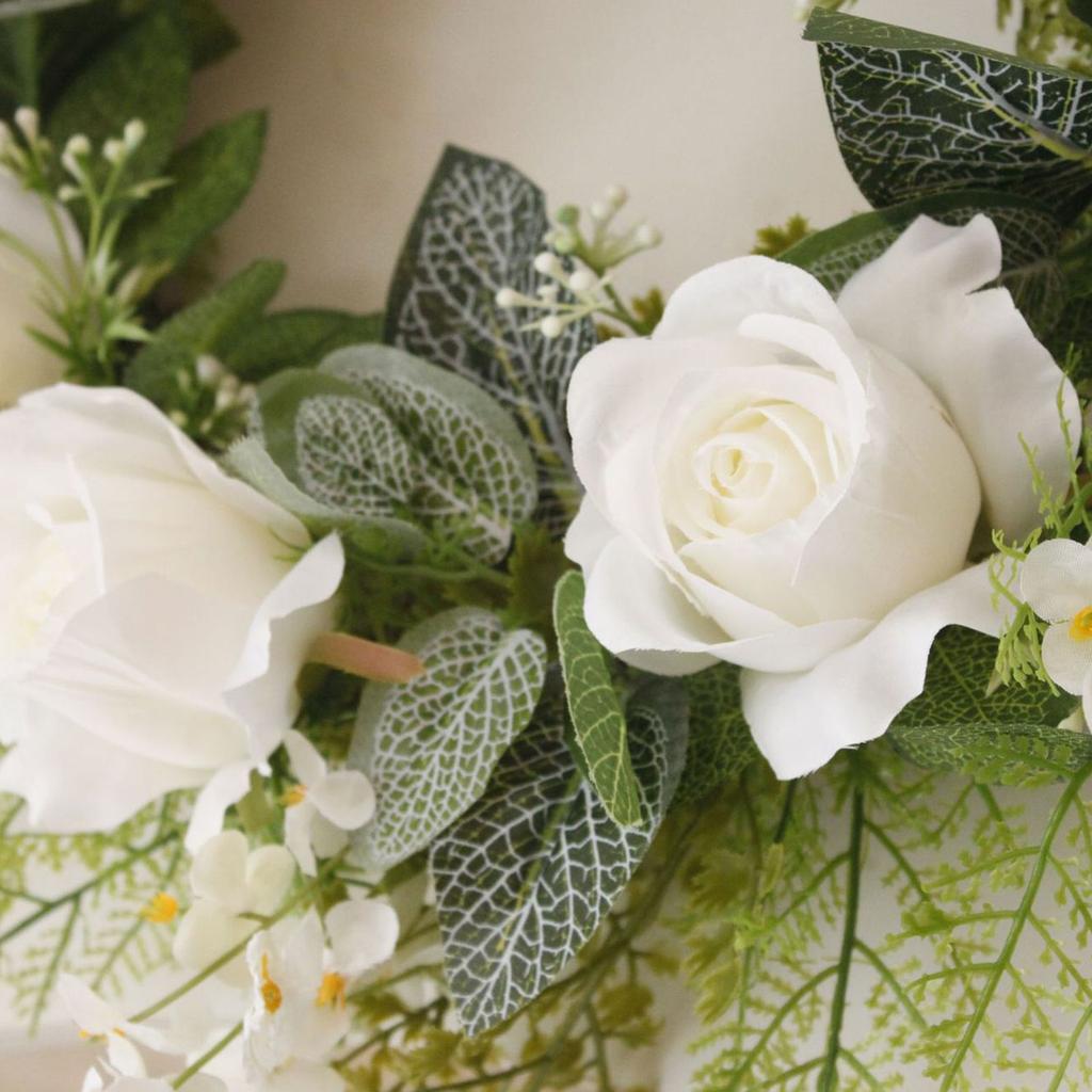 Artificial Wreath Silk Flower Plastic Rose Leaves Front Door Hanging Decor Multicolor 50cm OD