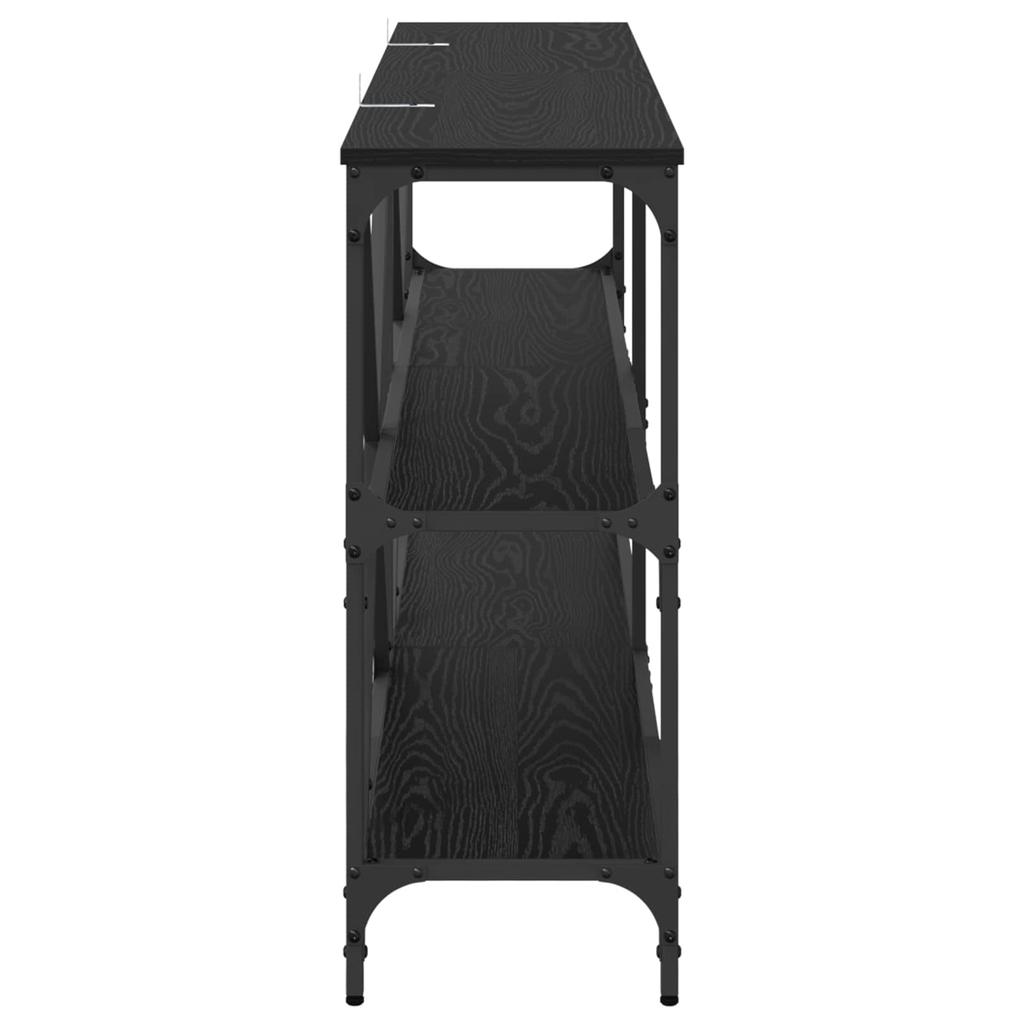 Console Table with Shelf Black Oak Effect 160 X 30 X 75 Cm