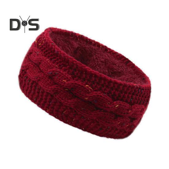 Winter Headband Women Fuzzy Fleece Lined Ear Warmer Cable Knit Thick Warm Crochet Headband Solid Color Knitting Hairband