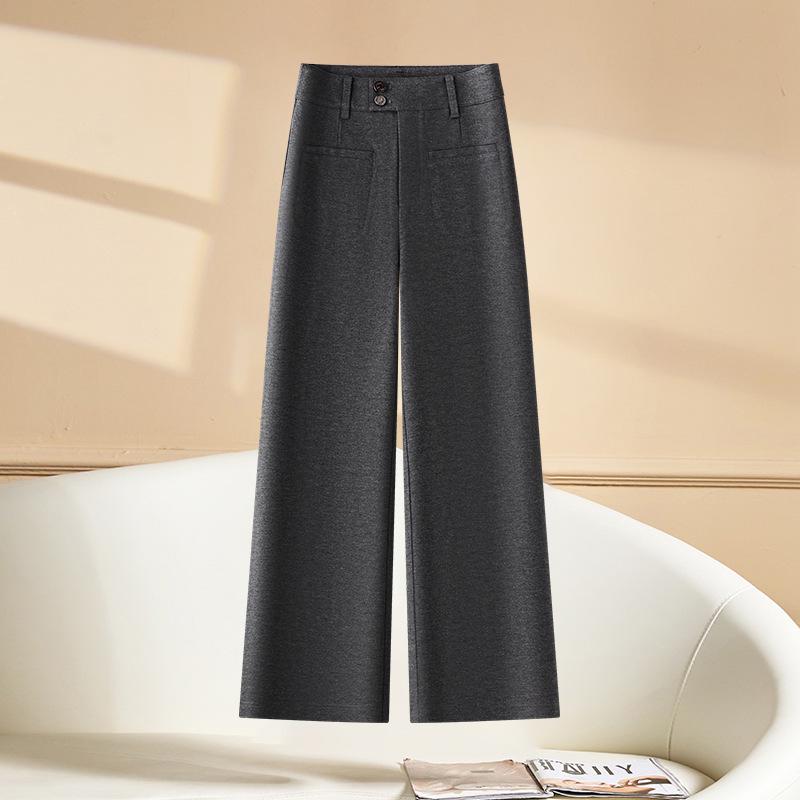 

Brother Di s Autumn 2025 Women s High-Waisted Loose Straight-Leg Pants - Two-Button, Casual Slim Wide-Leg Style 26 темно-сірий
