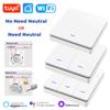 Interruptor de Parede Inteligente Tuya Wifi Controle por Botão de Pressão Sem/Com Fio Neutro App Remoto Temporização Funciona com Alexa Google Home Alice