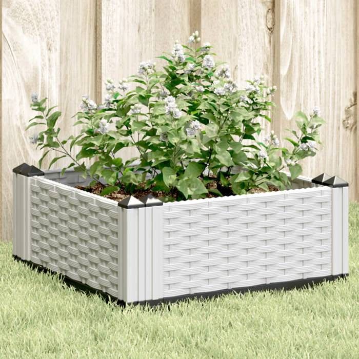 VidaXL Planter with Pickets White 42.5x42.5x28.5 Cm PP, Flower Box, Planter Stand, Flower Stand, Container 368005