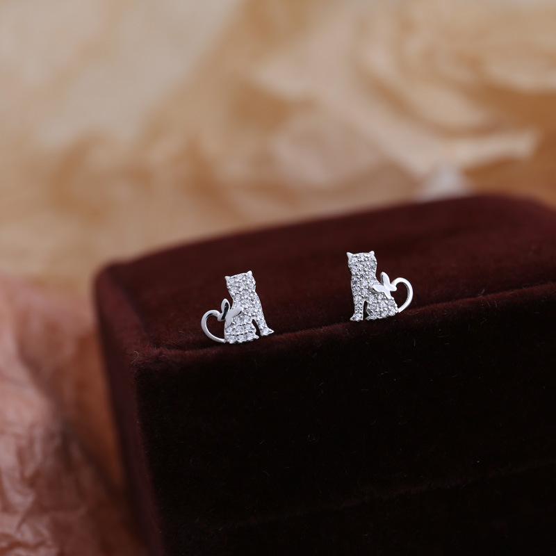 Cute Diamond-filled Butterfly Cat Earrings for Women  New Trendy  Sweet  Fashionable and Niche Design Earrings