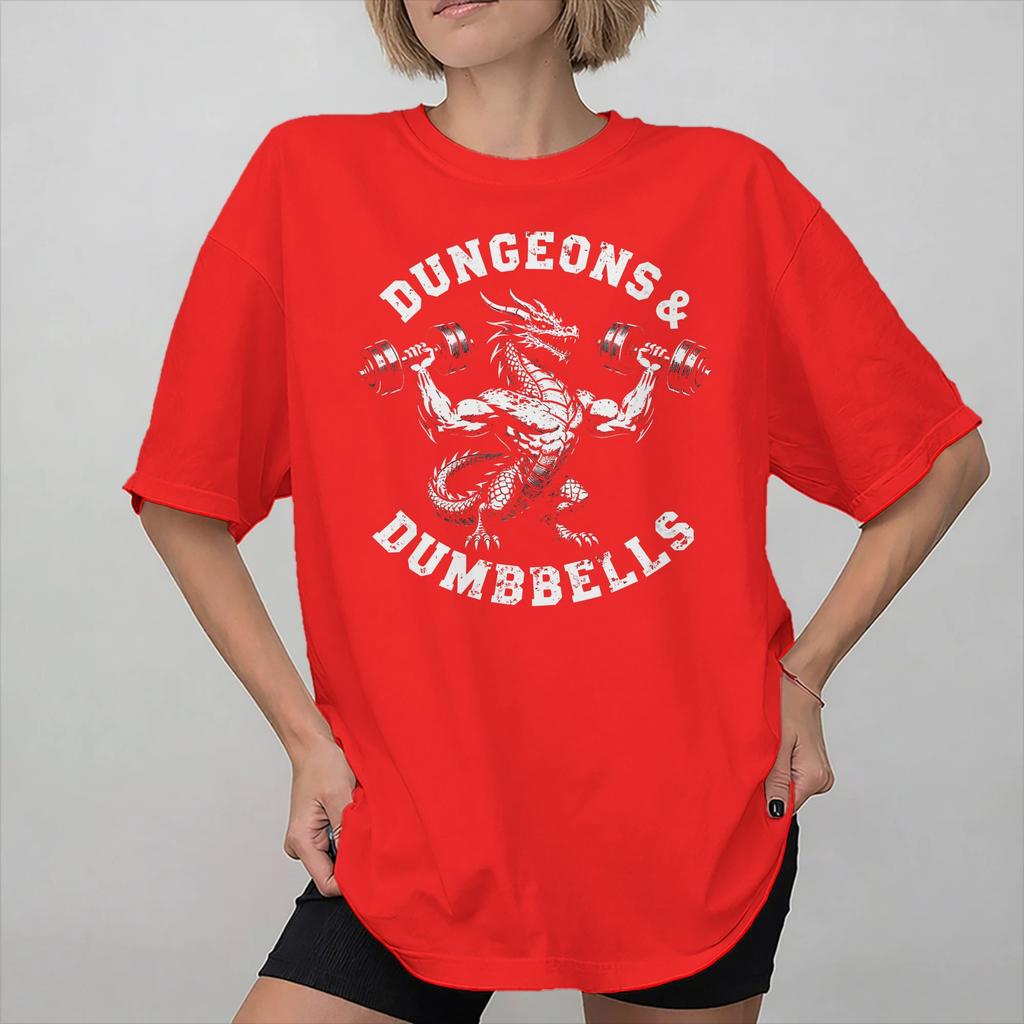 New Arrival Dumbbells and Dragons T Shirt For Unisex 100 Cotton Tee Shirt Short Sleeve Clothing