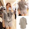 Women Autumn Tops Linen Button Down Loose Casual Career Shirt Long Sleeve Blouse