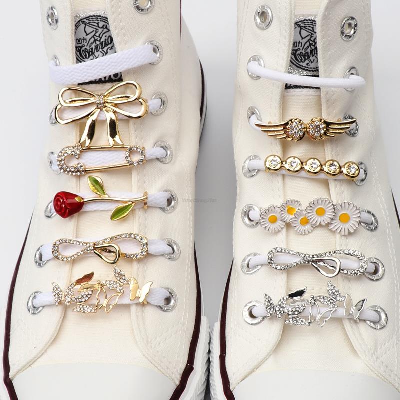 Metal Shoe Charms Rhinestone Sneakers Charms Girl Gift Shoe Decoration DIY Shoelaces Buckles AF1 Shoes Accesories 1Pcs Fashion