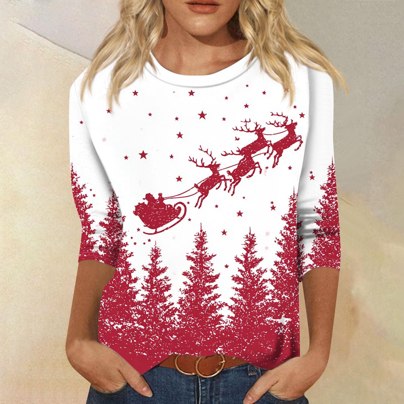 

Женская модная повседневная свободная футболка с круглым вырезом и рукавами 3/4 с принтом, женский топ XXL