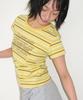 RONRON Multi Stripe Lettering T Shirt Yellow