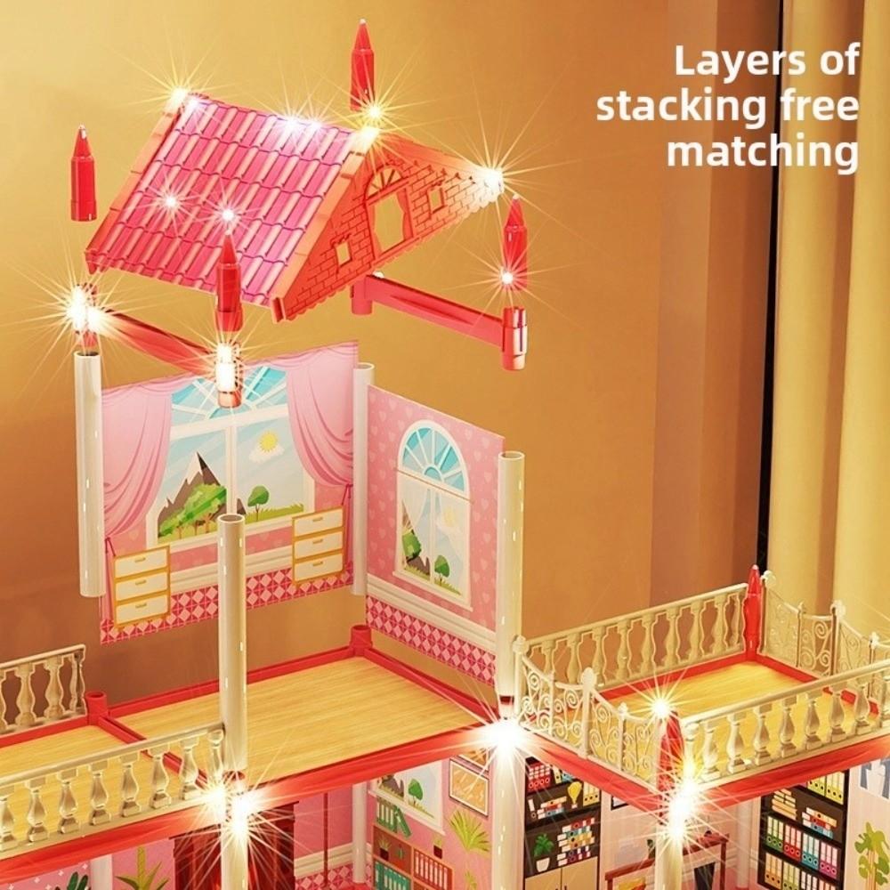 Building Big Villas Villa Princess Castle with LED Light Castle Princess Toys New House DIY Kit