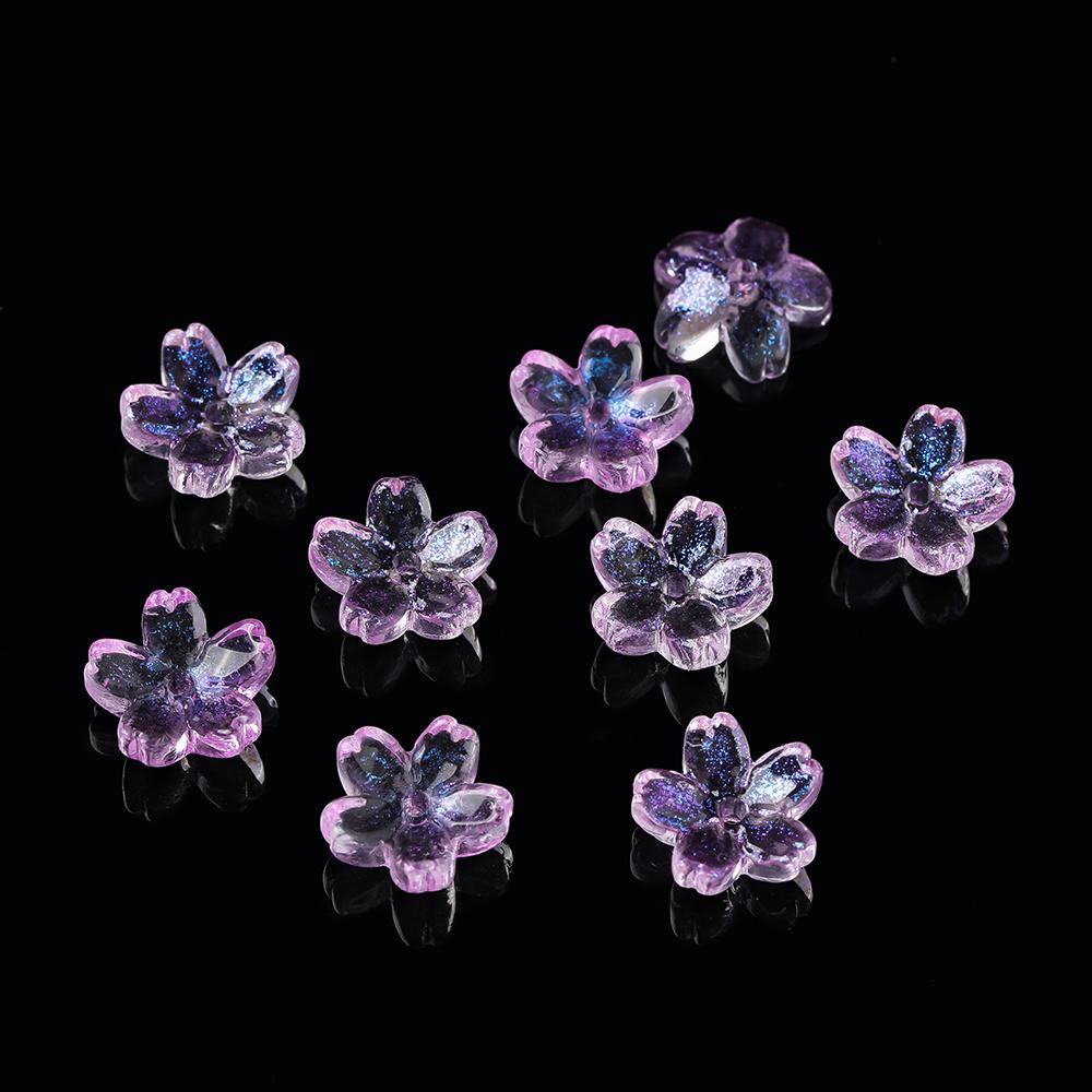 20 Stück/Los Bunte Sakura-Blüten-Lampwork-Perlenkappen Glas-Abstandshalterperlen für Schmuckherstellung DIY Haarnadelzubehör