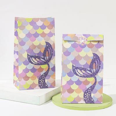 10 Unidades Bolsa de Papel para Dulces Tema Sirena Mar Fiesta Bolsa para Empaquetar Dulces y Snacks Regalo Favor de Fiesta Suministros para Fiesta de Cumpleaños de Niña