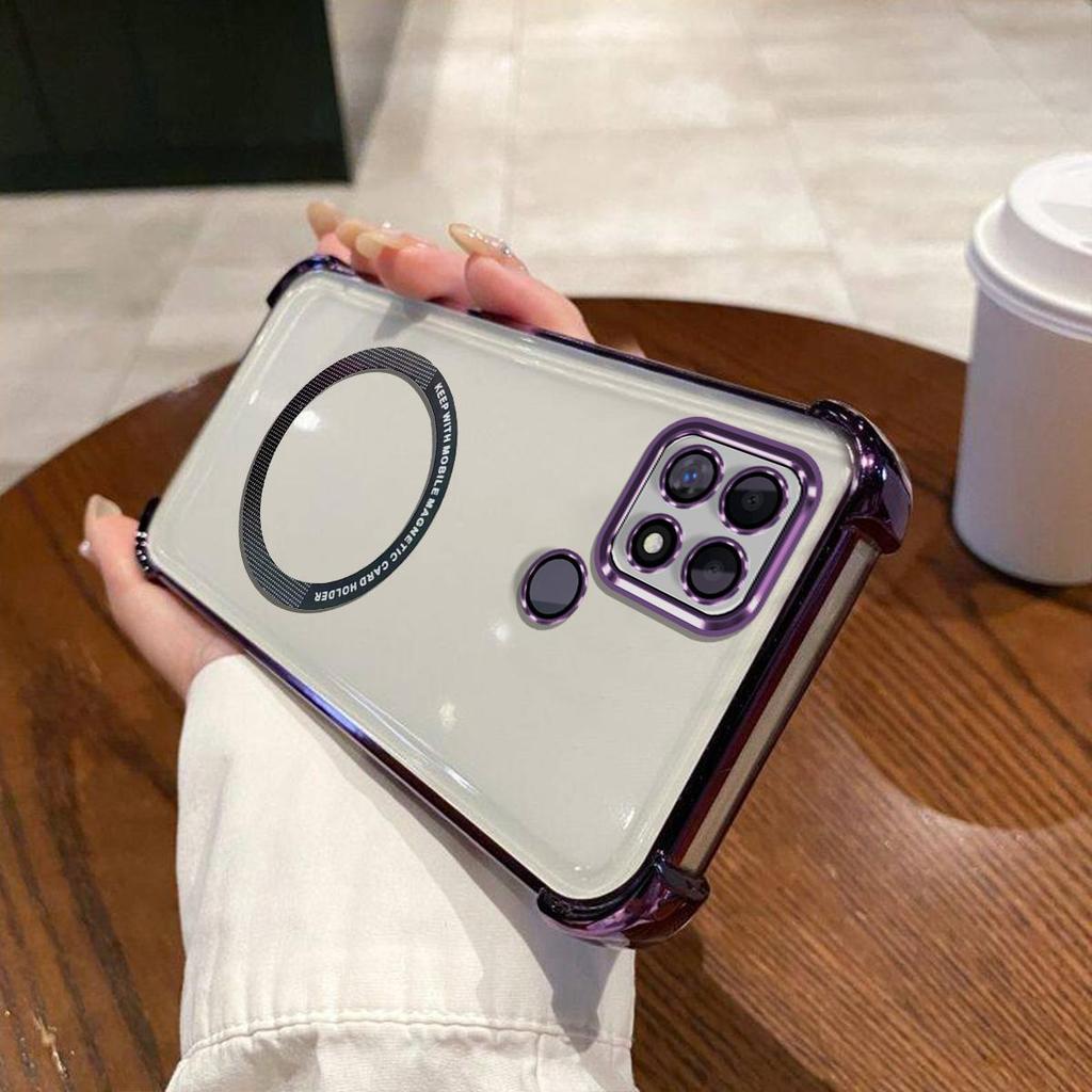 Case for realme Narzo 50A Clear Magnetic Casing Electroplated Lens Frame Phone Cover