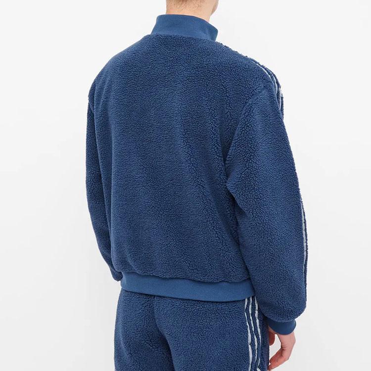 Adidas Originals Trefoil X Blondey Collab Striped Stand Collar Pullover Sweatshirt Men Tops Blue GS9267