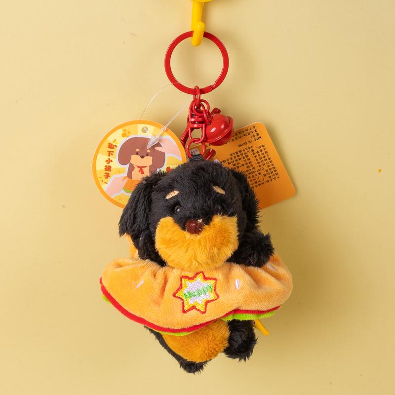 Cartoon Dachshund Plush Toy Camera-Style Keychain Backpack Accessory