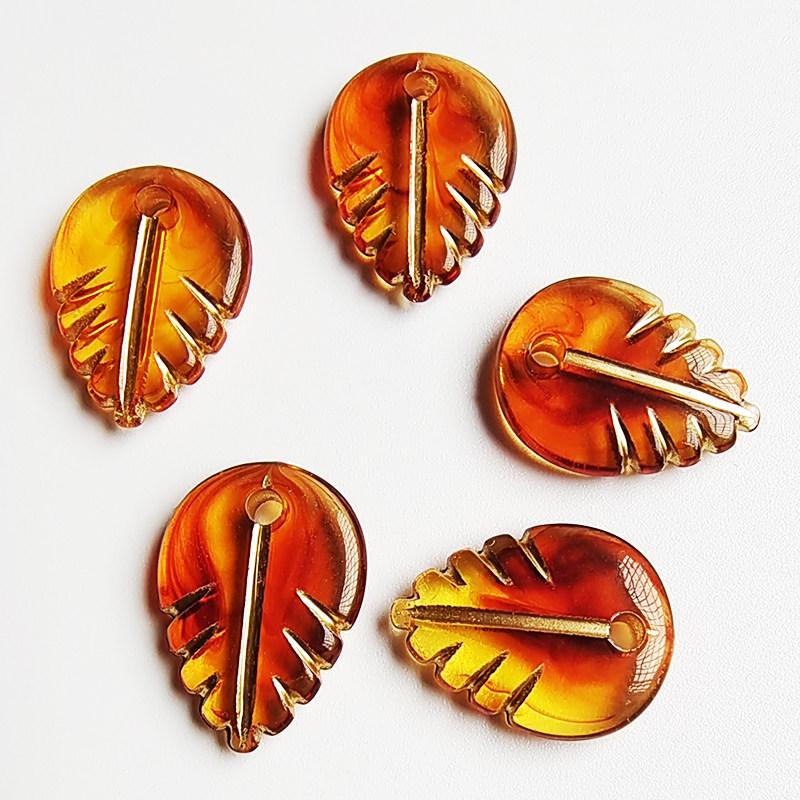 Retro Amber Gold-Inlaid Rose Mirror Heart Beading Supplies