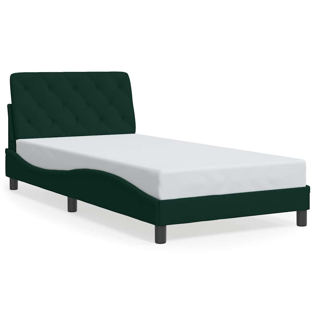 Bed Frame without Mattress Dark Green 100x200 cm Velvet