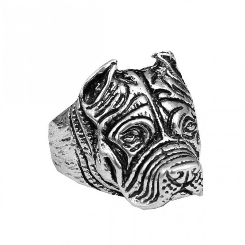 Adjustable Punk Rock Mens Dog Motif Ring Plated Geometric Statement Band Unisex Vintage Style