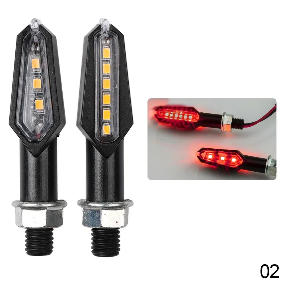 2Pcs Universal 9LED Motorcycle Turn Signal Indicator Light Blinker Double Sides Color Amber/Red/White
