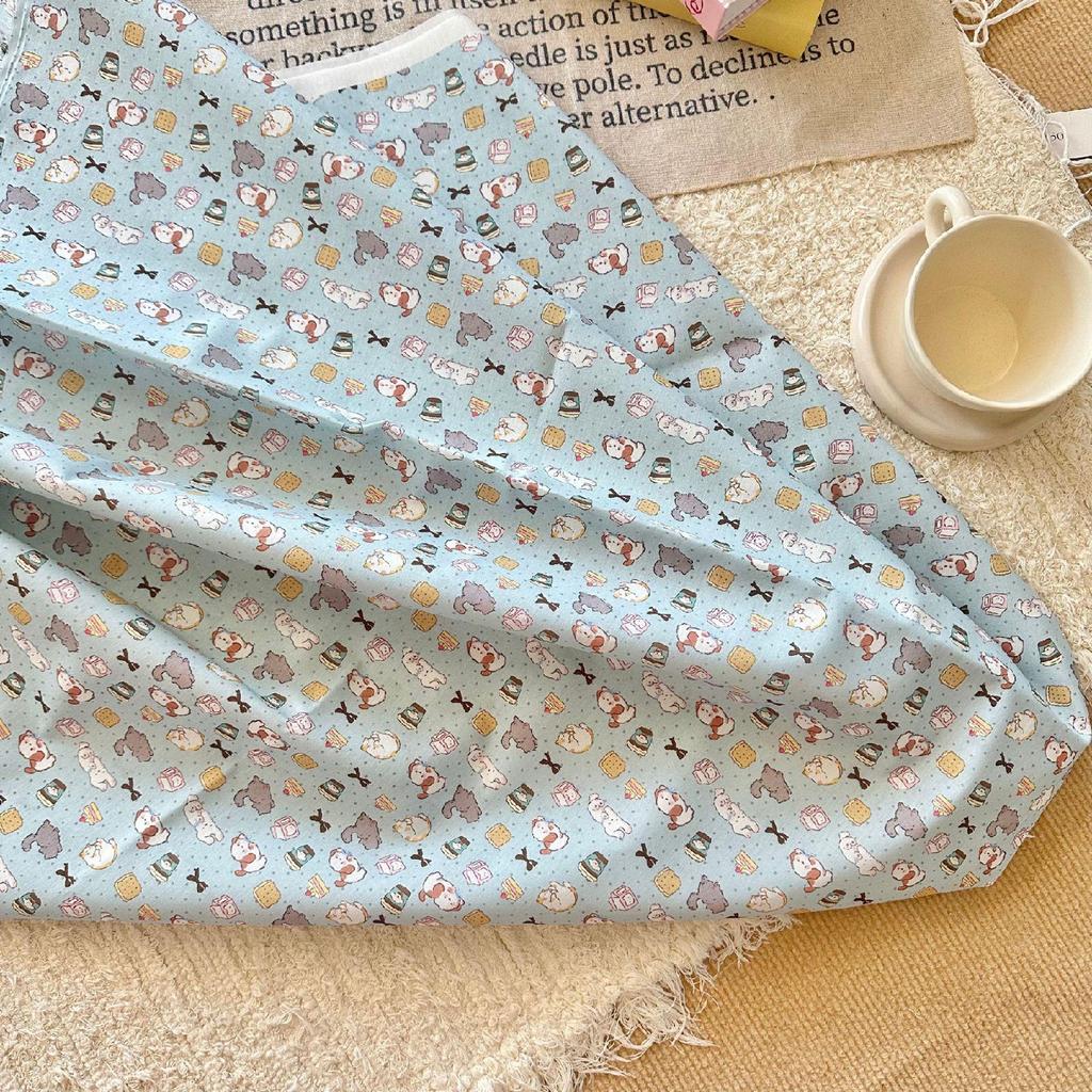 Korean Style Cartoon Animal Floral 100% Cotton Fabric for Women's & Children's Clothing, Family Outfits, Homewear & DIY Projects