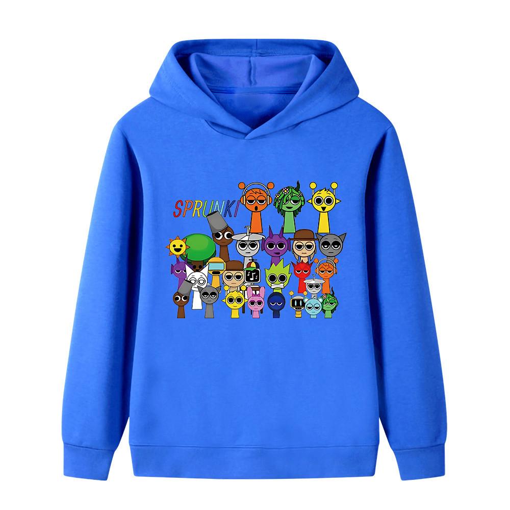 B1059 Kids Boys Girls Sprunki Print Soft Colorful Long Sleeves Hoodie