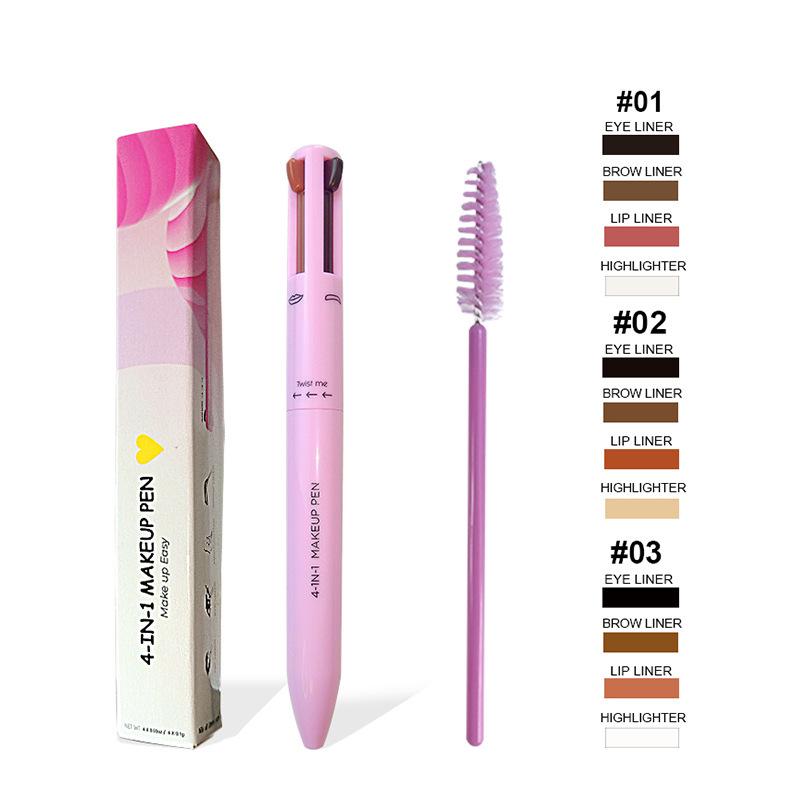 

4-in-1 Makeup Pen: High Gloss Lip Liner, Eyeliner, Eyebrow Pencil in 4 Colors