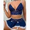 Sexy European & American Hollowed-Out Camisole Pajama Set - Top & Shorts for Women