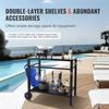 Outdoor Grill Dining Cart with Double-Shelf, BBQ Movable Food Prep Table, Multifunctional Iron Table Top, Portable Modular Carts for Pizza Oven,