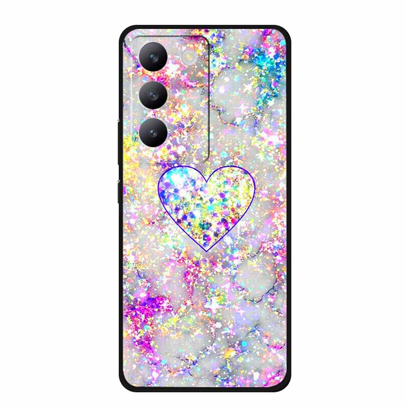 Für vivo V40 SE Hülle Luxus TPU Weiches Silikon Handy Rückabdeckung für vivo V40 SE 5G Schutz Stoßfest Blumen Mädchen Niedlich Hülle