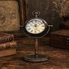 Antique Brass Pocket Watch Desk Clock  Roman Numeral Table Decor