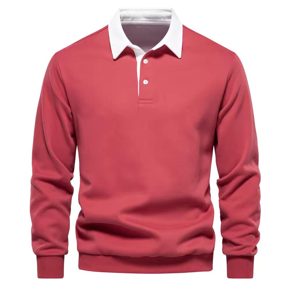 Autumn Spring Polo Neck Sweatshirts for Men Casual and Social Wear Cotton Men's Sweatshirts