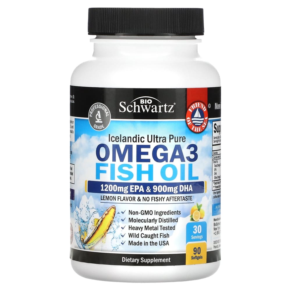 BioSchwartz Omega-3 Fish Oil Lemon Flavored Softgels 90 Count (iHerb)