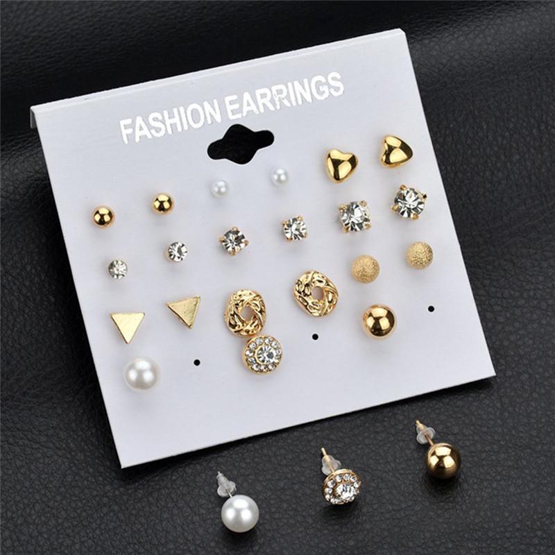 12Pcs/Set   Ear Stud Earrings Women Charm Earrings Jewelry