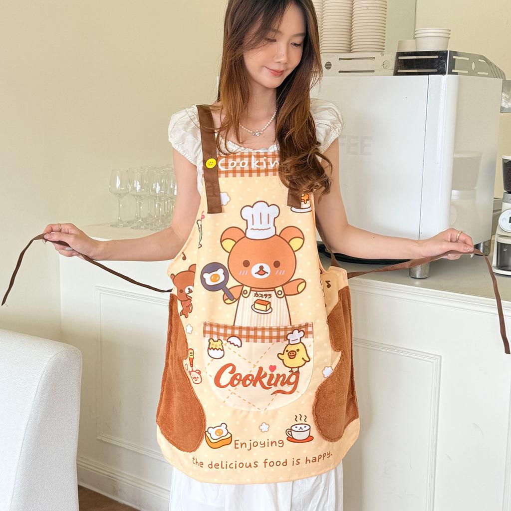 Rilakkuma Uroczy Niedźwiedź Fartuch Z Regulowanym Paskiem Na Szyję Olejoodporny Wodoodporny Ręcznik Do Rąk Kawaii Do Gotowania Pieczenia Mężczyźni Kobiety Dziewczynka Chłopiec