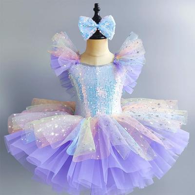 Fashion Sequin Kids Ballet Dress Modern Puffy Performance Clothes Party Dress Ballet Tutu Kids Girls