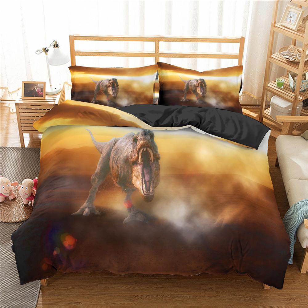 3D-trykk Dinosaur Dynetrekksett Twin Full Queen King Size Dyne Trekk Dyr for Barn Gutt Jente Tenåring Polyester Sengetøysett