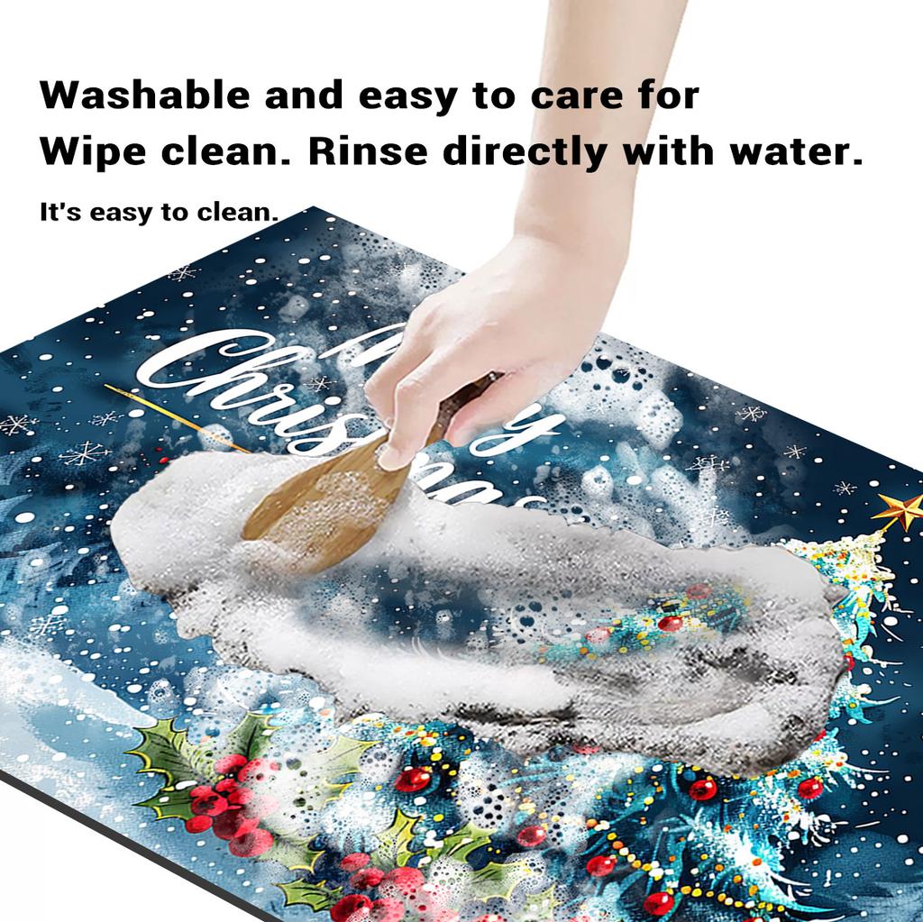 Merry Christmas Bath Mat Bathroom Carpet Absorbent Non-slip Floor Foot Mats Quick Dry Shower Rug Toilet Pad Doormat Washable