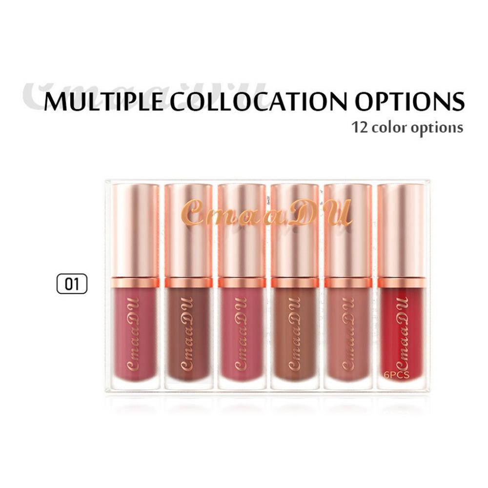 CmaaDu 6 Make Lipstick Dumplings Velvet Lip Gloss Waterproof No Color Does Not Touch The Cup
