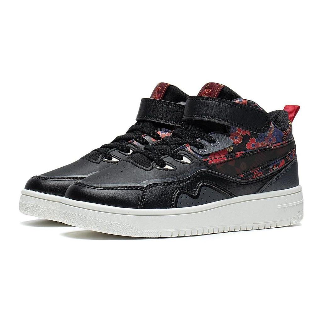 LiNing 937 Mid Rebound Anti-Slip Wear-Resistant Breathable Basketball Shoes Kids Sneakers Black Red Camouflage YKCT018-1