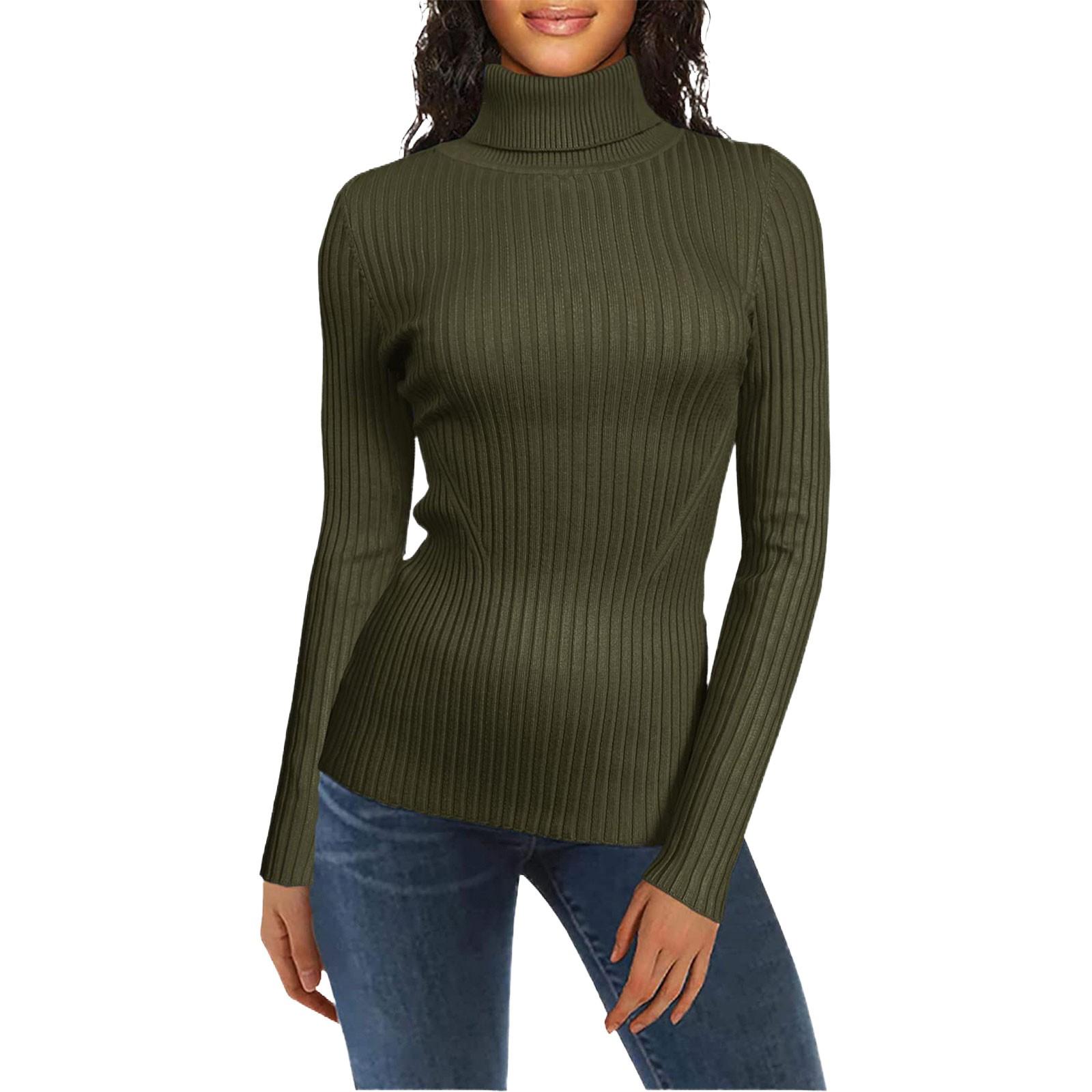 

Женский модный свитер с высоким воротом, однотонный трикотажный свитер, повседневный свитер S